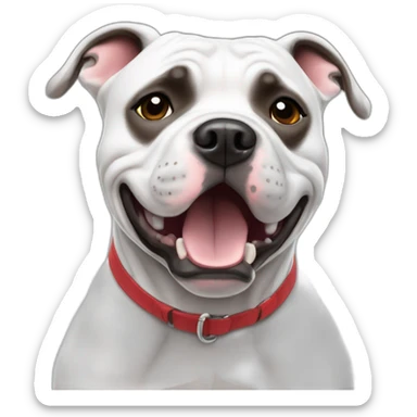 Staffordshire Bull Terrier white feeling concerned and dancing sticker