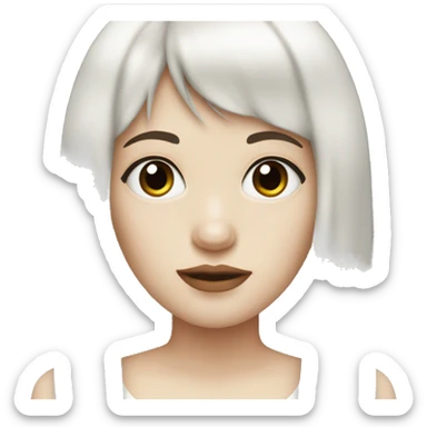 girl that has white skin and Long Dark red hair and fringe bangs and is wearing black sticker