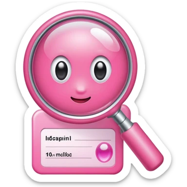 pink magnifying glass on the pink ID card sticker