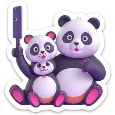 panda and cat taking a selfie together sticker