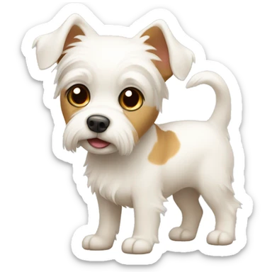 Little white dog with tan patches sticker