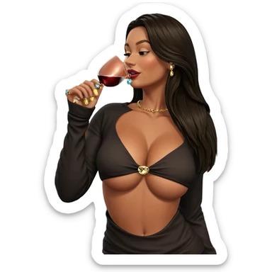drinking girl with jewelry sticker