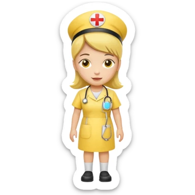 yellow dressed nurse sticker