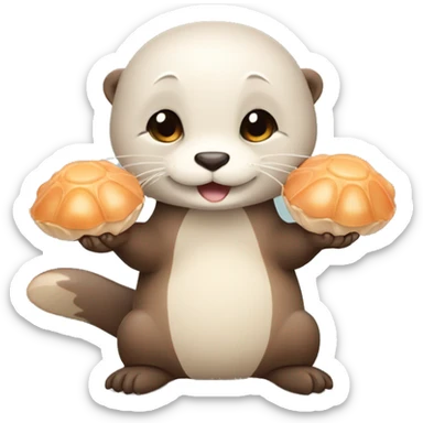 Cute Otter holding a handful of scallops sticker