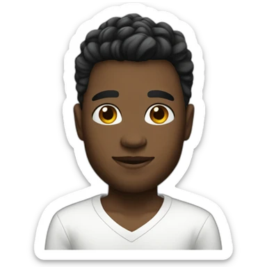 He was born with blask hair and white clothes sticker