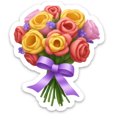 bouquet of flowers with ribbons sticker