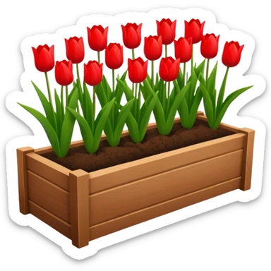 minimal flower bed in a wooden planter sticker