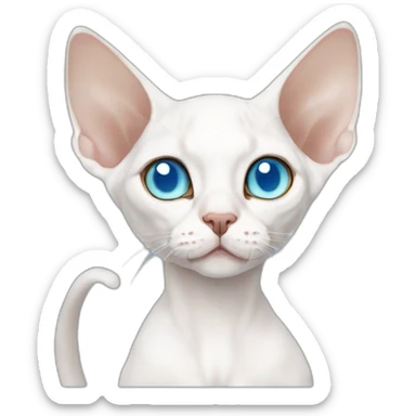 Slim white devon rex with light blue eyes anime sticker