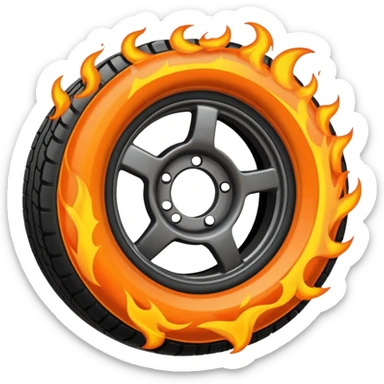 more flames in semi tire sticker