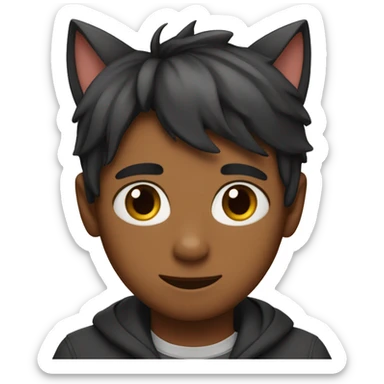 boy with cat ears and cat whiskers sticker