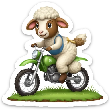 cartoon sheep on a dirt bike jumping sticker