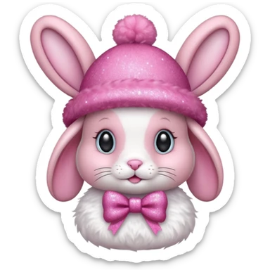 Pink bunny with glittery hat and bow.











 sticker