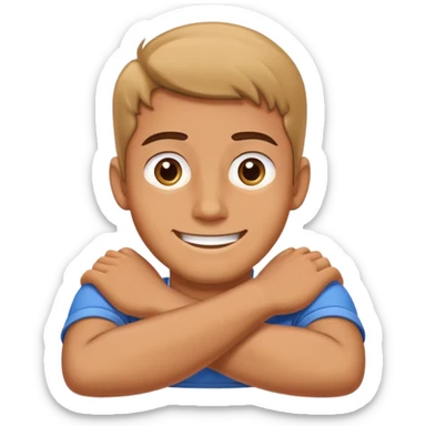 a man crssing his arms over his neck smiling with wide eyes sticker