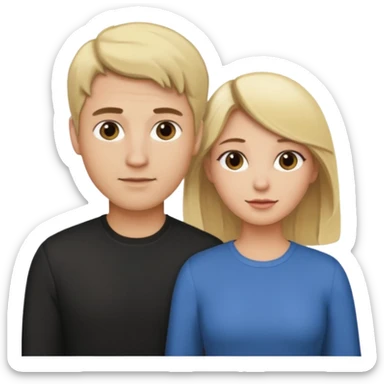 couple male blonde hair female dark brown hair sticker