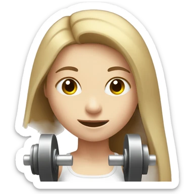 Pale girl with long brown hair lifting weights sticker