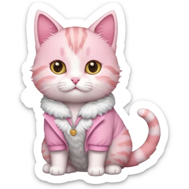 full body of baby American Wirehair pink cat  sticker