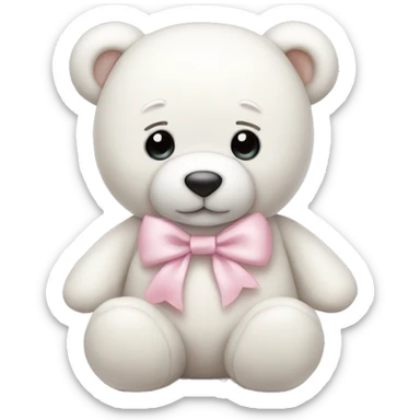 White teddy bear with light pink bow sticker
