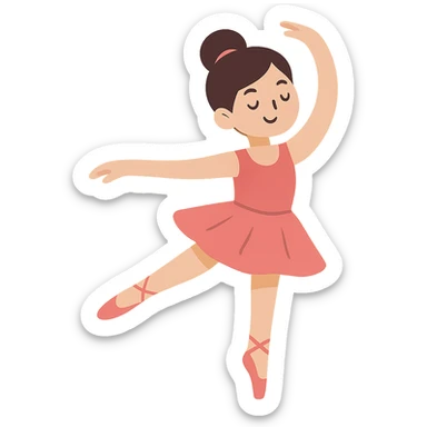 flat toon style girl doing ballet sticker
