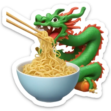 Chinese dragon eating noodles  sticker