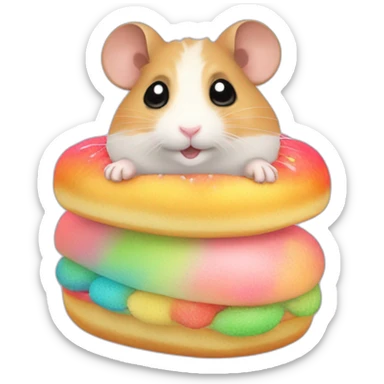 small hamster eat rainbow sponge buns sticker