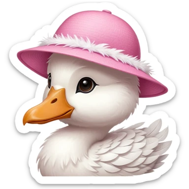 Goose with a pink sun hat sticker