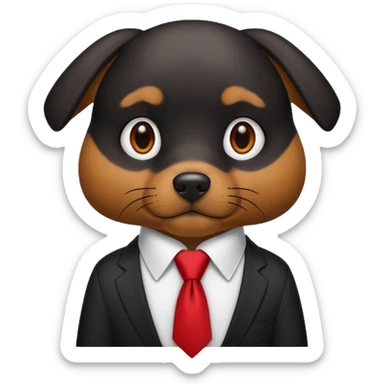 black brown dog with red tie,white shirt sticker