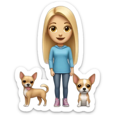 blonde girl near a chihuahua sticker