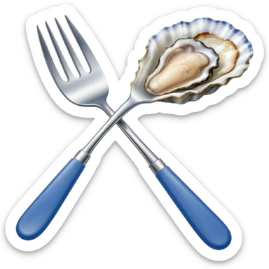 blue-handled oyster fork sticker