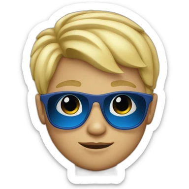 Little boy with blonde hair with blue sunglasses sticker