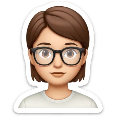 Face with straight hair and glasses, Apple Memoji style sticker