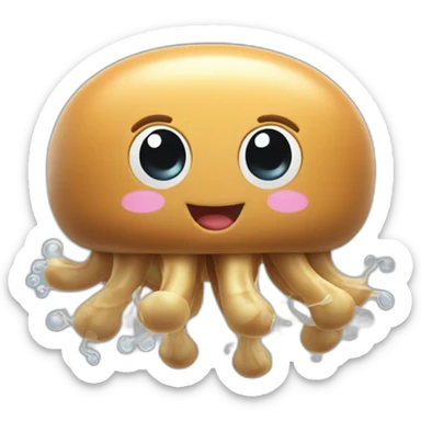 Peanut butter 3d cute baby jellyfish clapping sticker