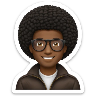 a black guy with shades and an afro sticker