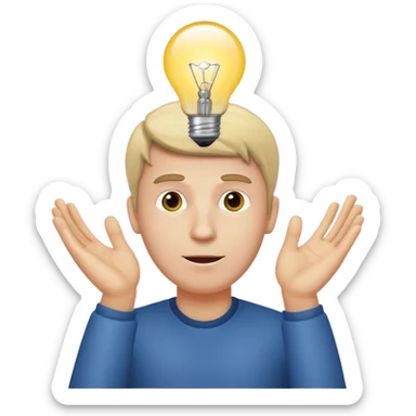 white man with light bulb over head, came up with idea sticker