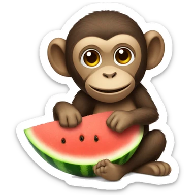 A monkey with a watermelon sticker
