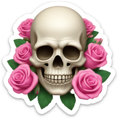 Skull with pink roses sticker