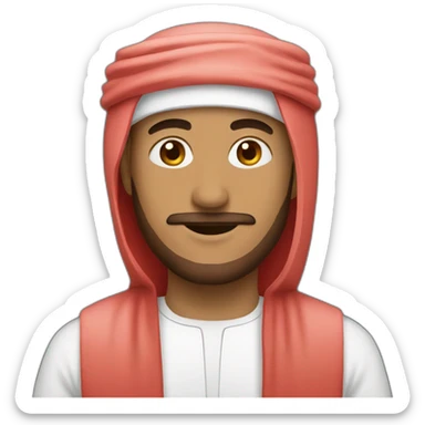 A person wearing an Arabic ghutra red color sticker