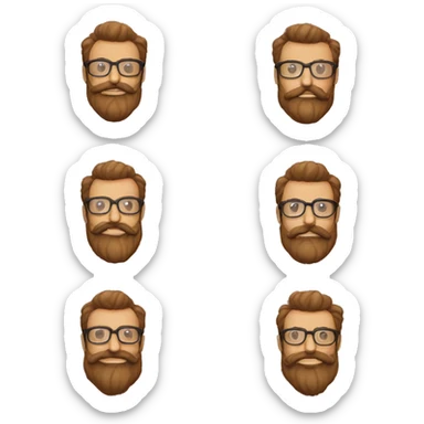 crar emojis de un hombre moreno de barba con lentes grandes y barba completa y bigote sticker