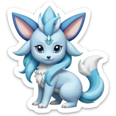 Fluffy floofy furry scaly cute elegant pristine beautiful precious pretty Primarina-Glaceon-Suicune-Amaura-Dialga-fusion sticker