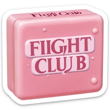 "fight club" text on a 3/4 foamy  pink soap sticker
