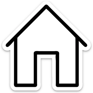 simple house icon, minimalist and bold, clean black outlines, no fill, modern icon style sticker