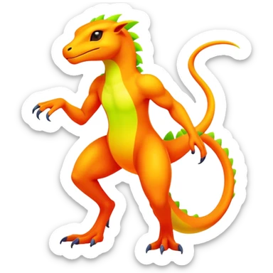 Exotic lush warm-colored neon Fakémon-Fionbri-creature (full body) sticker