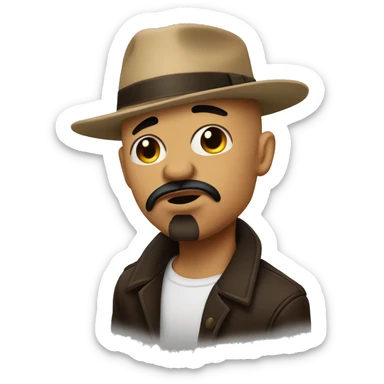 Bald Mexican brown gangster with a goatee doing a kissy face sticker