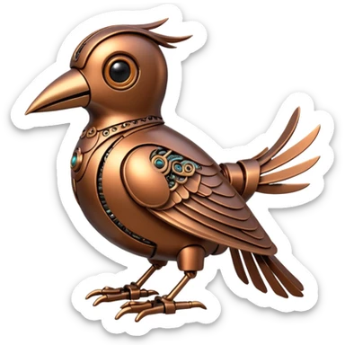bronze robotic bird sticker