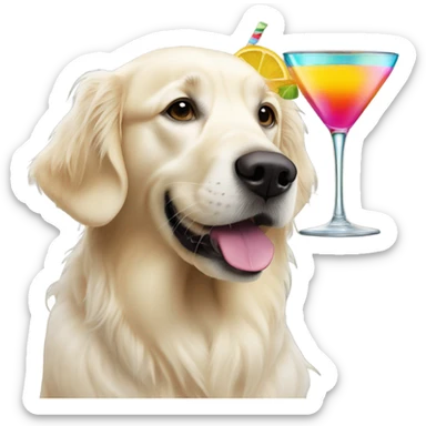 White Golden retriever drinking cocktail  sticker