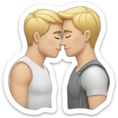 White Gay couple kissing sticker