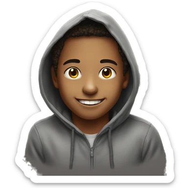 smiling boy in hoodie portrait sticker