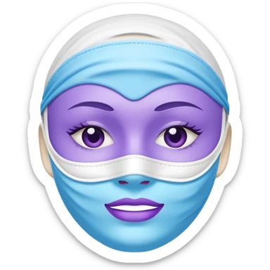 a white skincare mask purple blue pack sticker