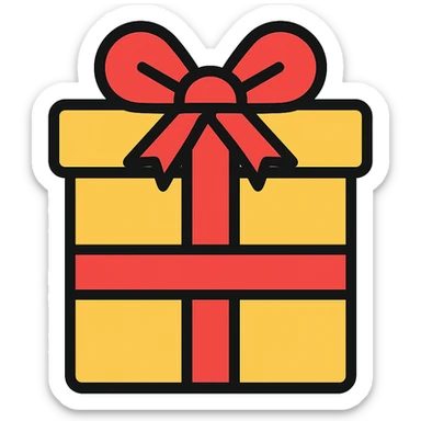 colored gift box with ribbon icon sticker