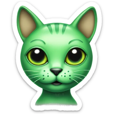 Green alien cat with antennas sticker