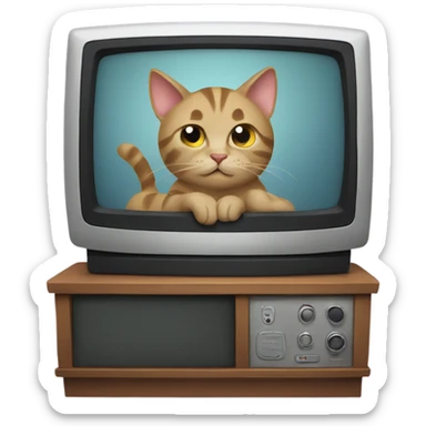 Cat watching tv sticker
